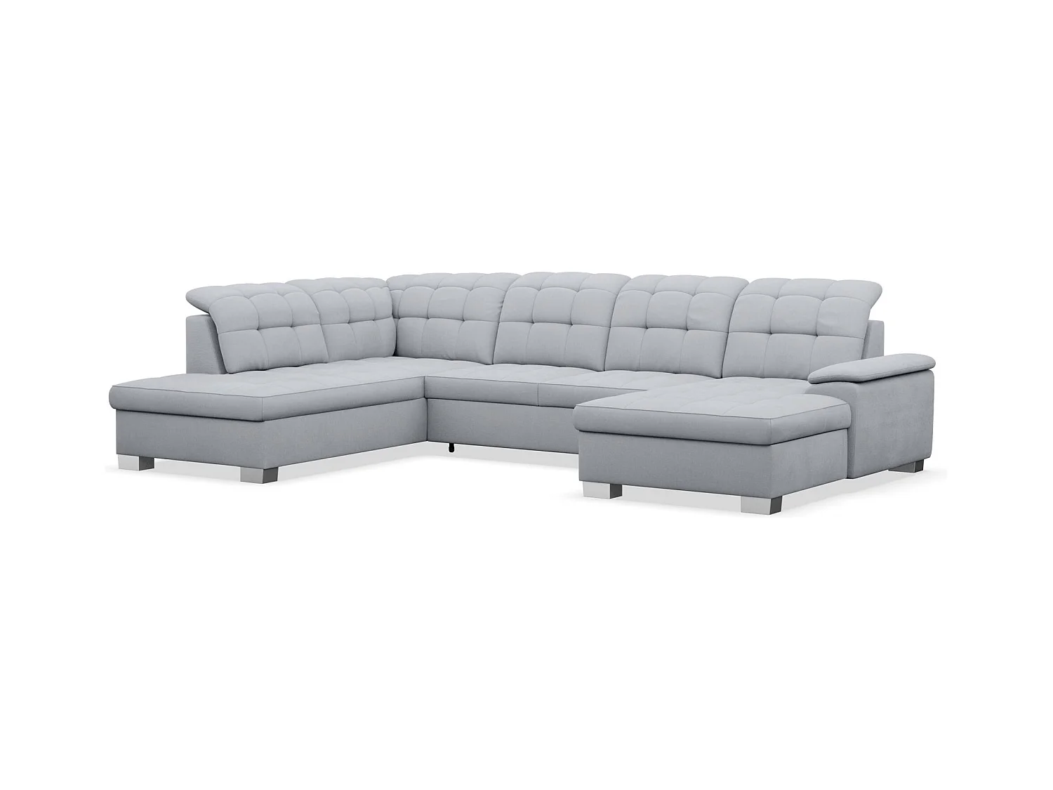 Canapé d'angle U convertible –gris clair tressé– côté droit – JAMAAL