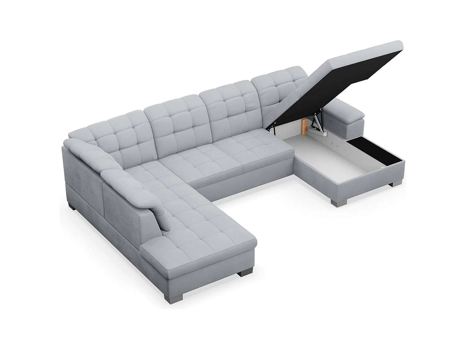 Canapé d'angle U convertible –gris clair tressé– côté droit – JAMAAL