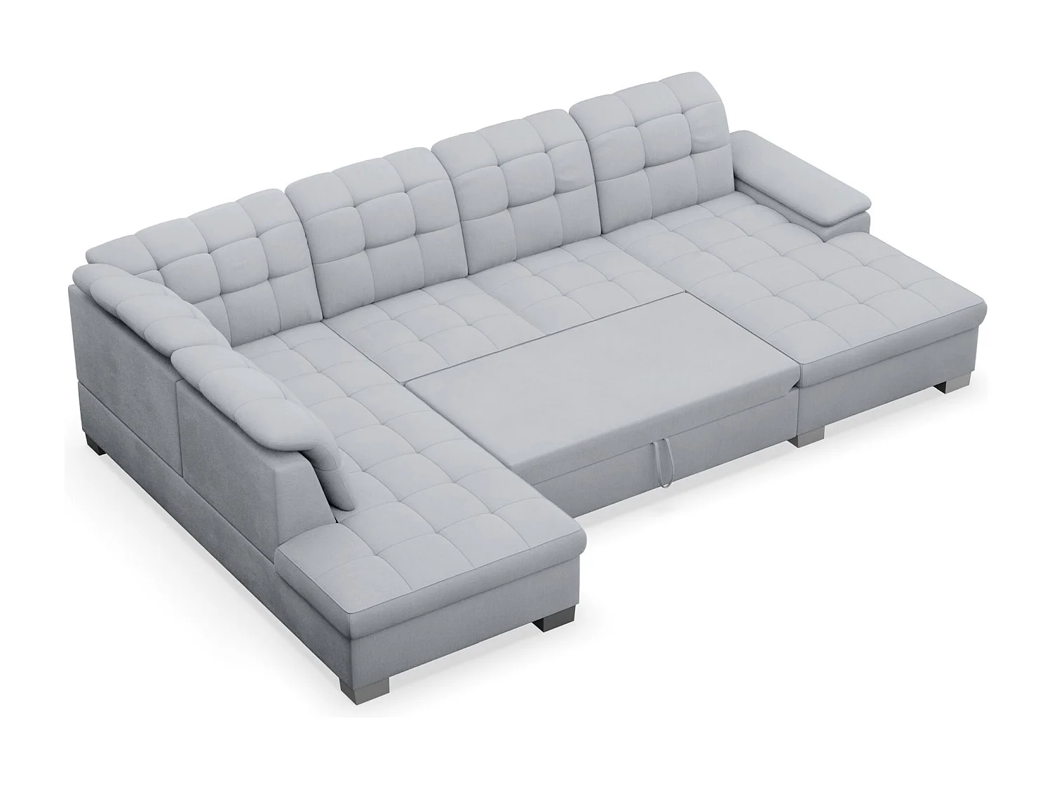 Canapé d'angle U convertible –gris clair tressé– côté droit – JAMAAL