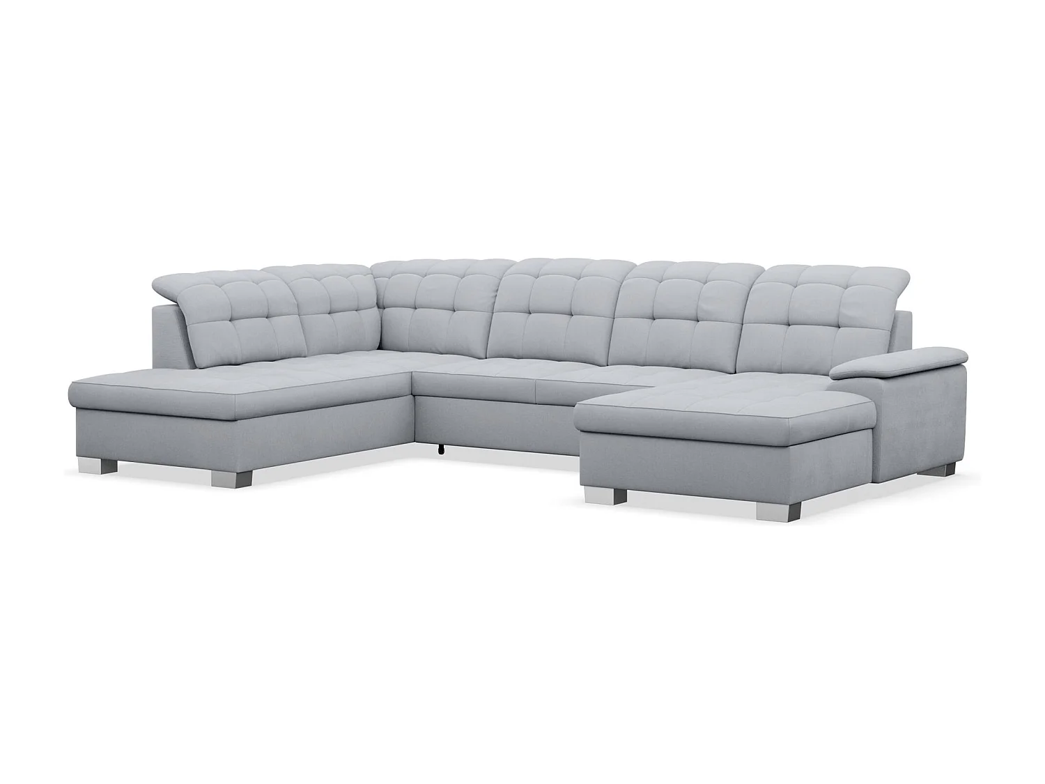 Canapé d'angle U convertible –gris clair tressé– côté droit – JAMAAL