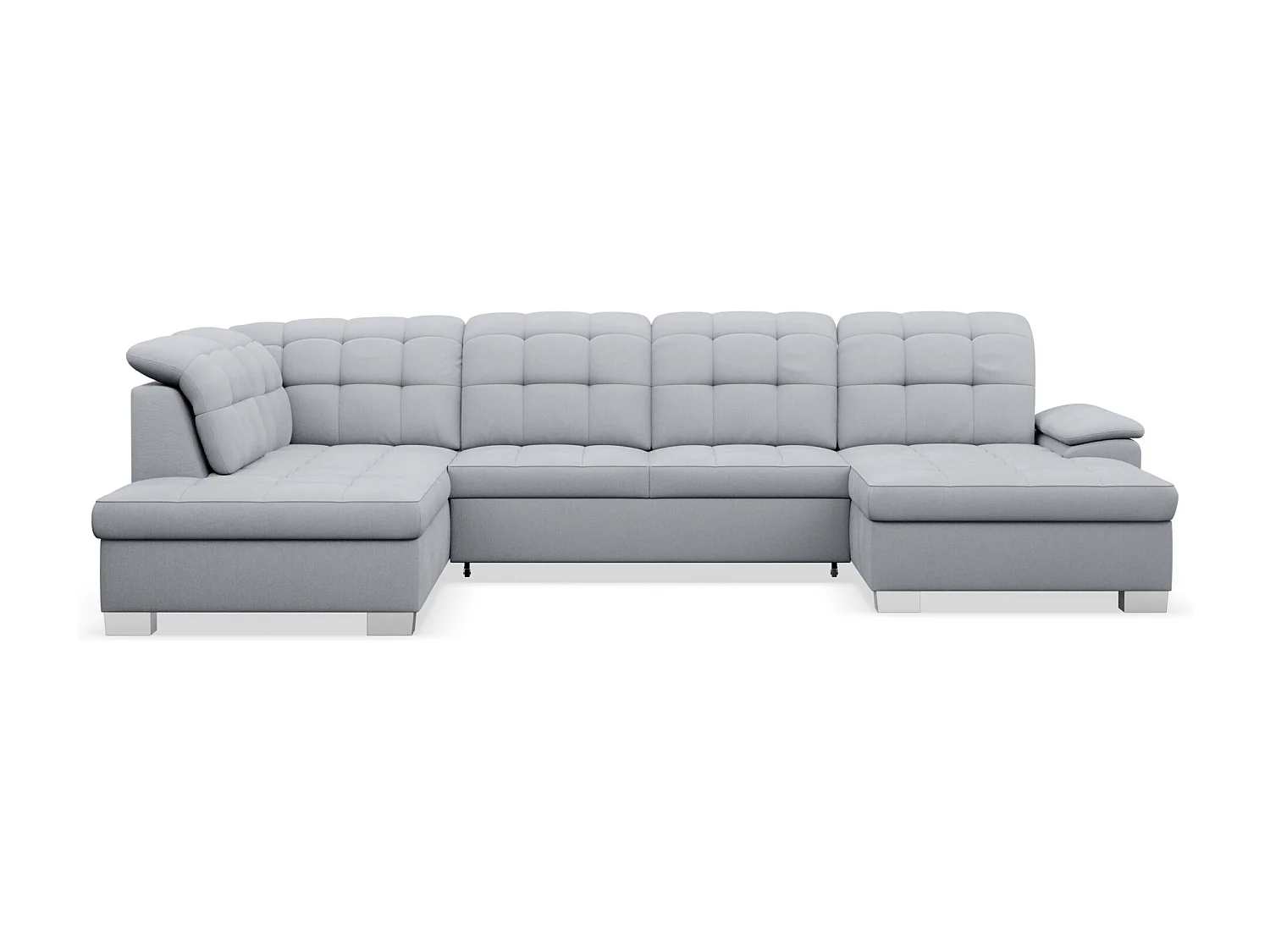 Canapé d'angle U convertible –gris clair tressé– côté droit – JAMAAL