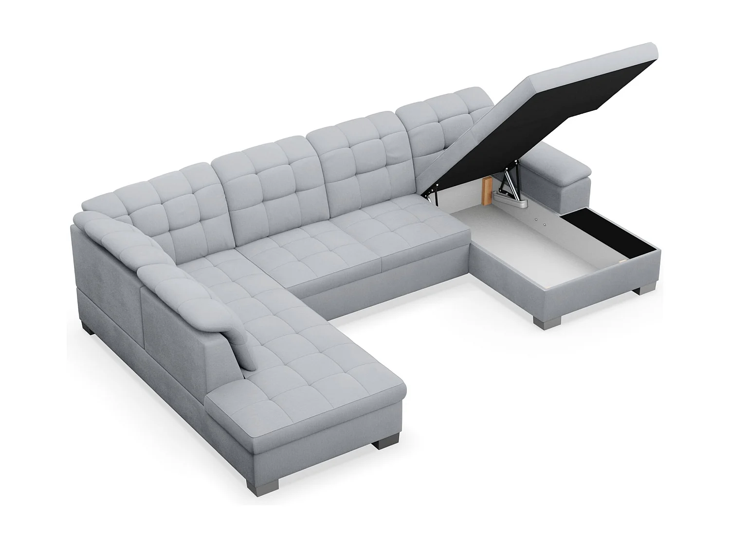 Canapé d'angle U convertible –gris clair tressé– côté droit – JAMAAL
