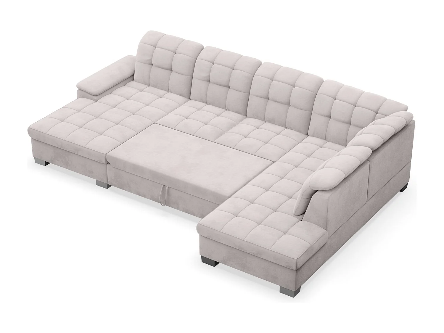 Wohnlandschaft - Schlaffunktion und Veloursbezug - links - hellgrau - JAMAAL