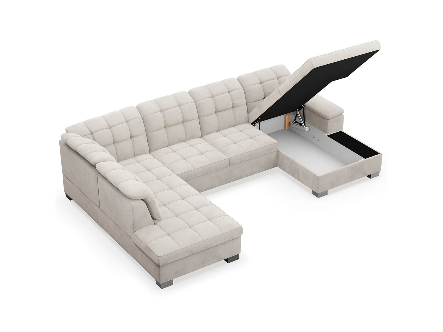 Canapé d'angle U convertible – grège– côté droit – JAMAAL