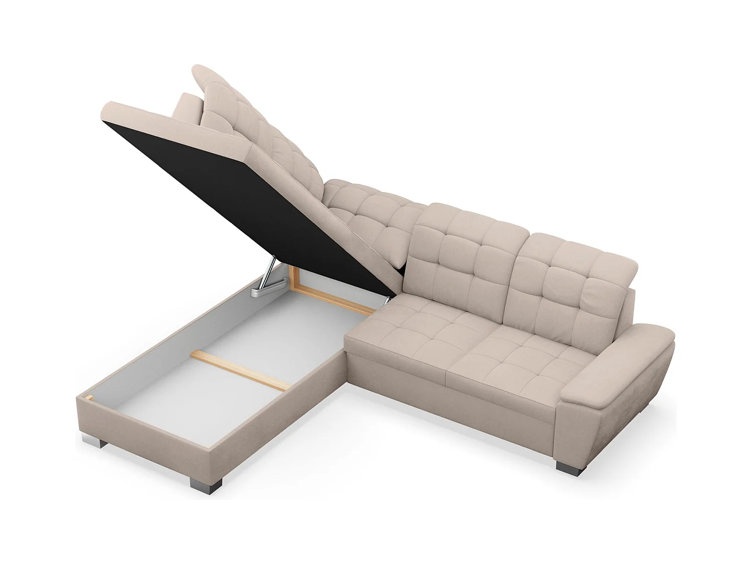 Canapé d'angle convertible L – beige– côté gauche – JAMAAL