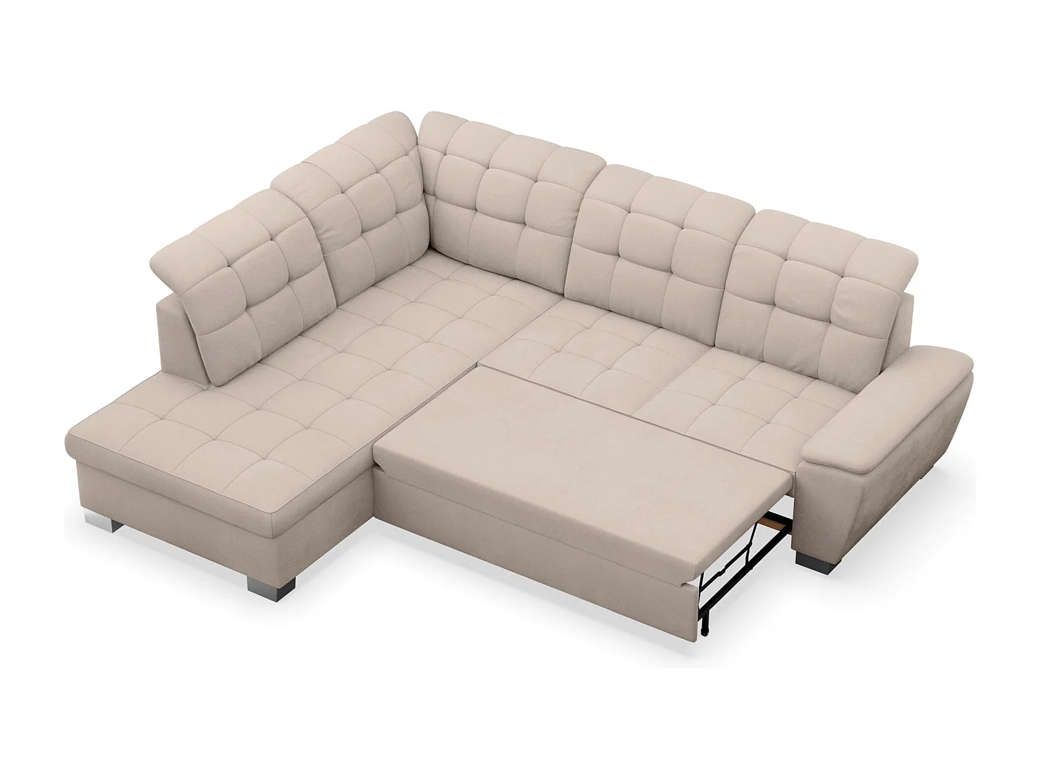 Ecksofa - Schlaffunktion und Stauraum - linksseitig - beige - JAMAAL