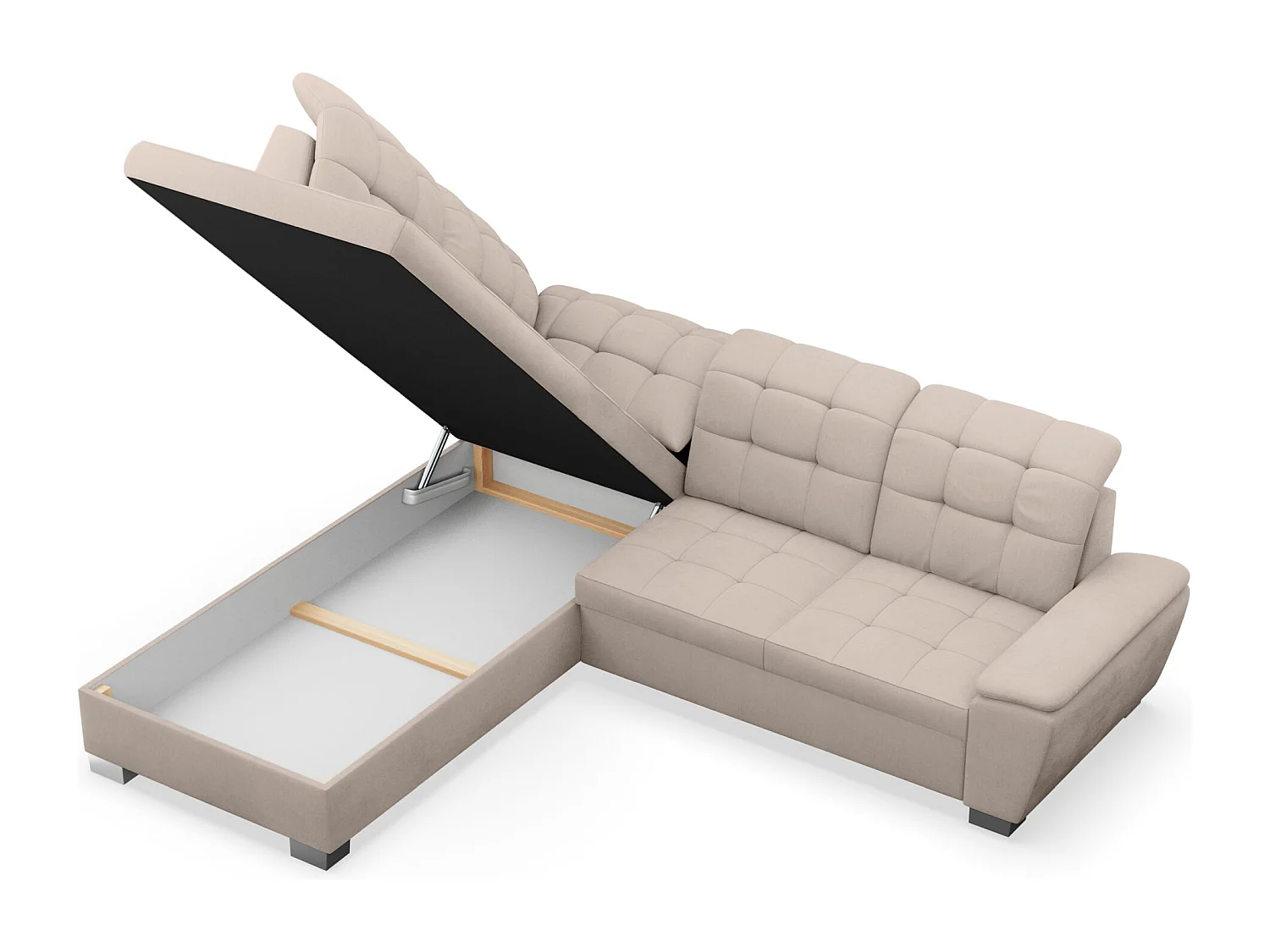 Ecksofa - Schlaffunktion und Stauraum - linksseitig - beige - JAMAAL