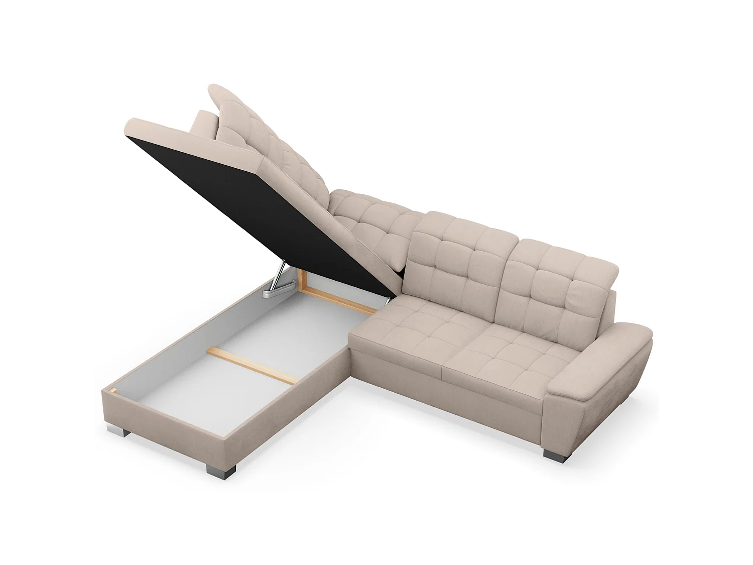 Canapé d'angle convertible L – beige– côté gauche – JAMAAL