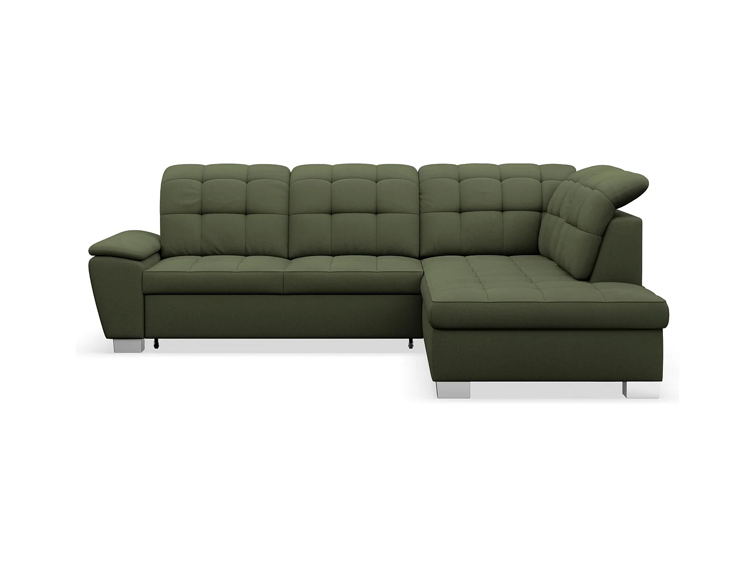 Canapé d'angle convertible L – vert olive– côté droit – JAMAAL