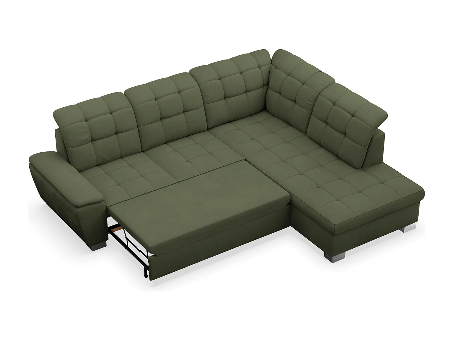 Ecksofa - Schlaffunktion und Stauraum - rechtsseitig - khaki - JAMAAL