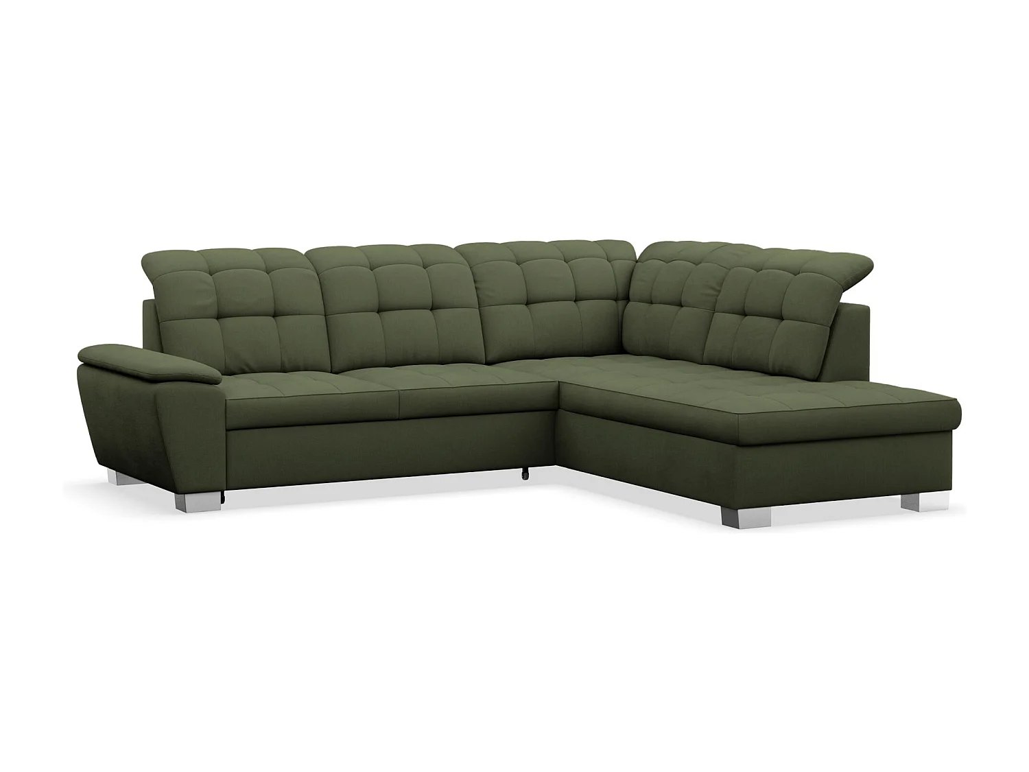 Ecksofa - Schlaffunktion und Stauraum - rechtsseitig - khaki - JAMAAL