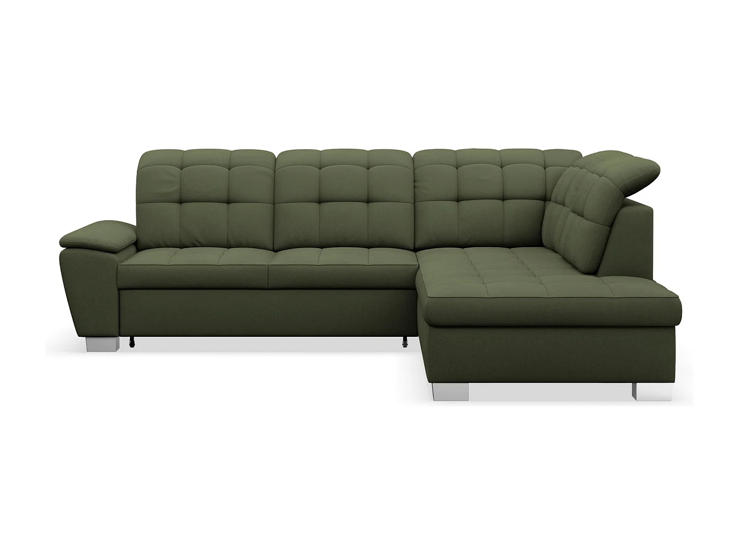 Ecksofa - Schlaffunktion und Stauraum - rechtsseitig - khaki - JAMAAL