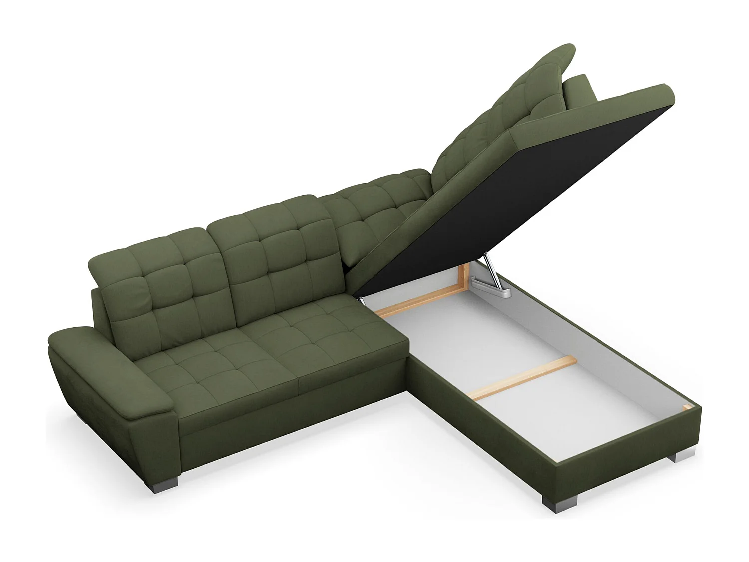 Ecksofa - Schlaffunktion und Stauraum - rechtsseitig - khaki - JAMAAL