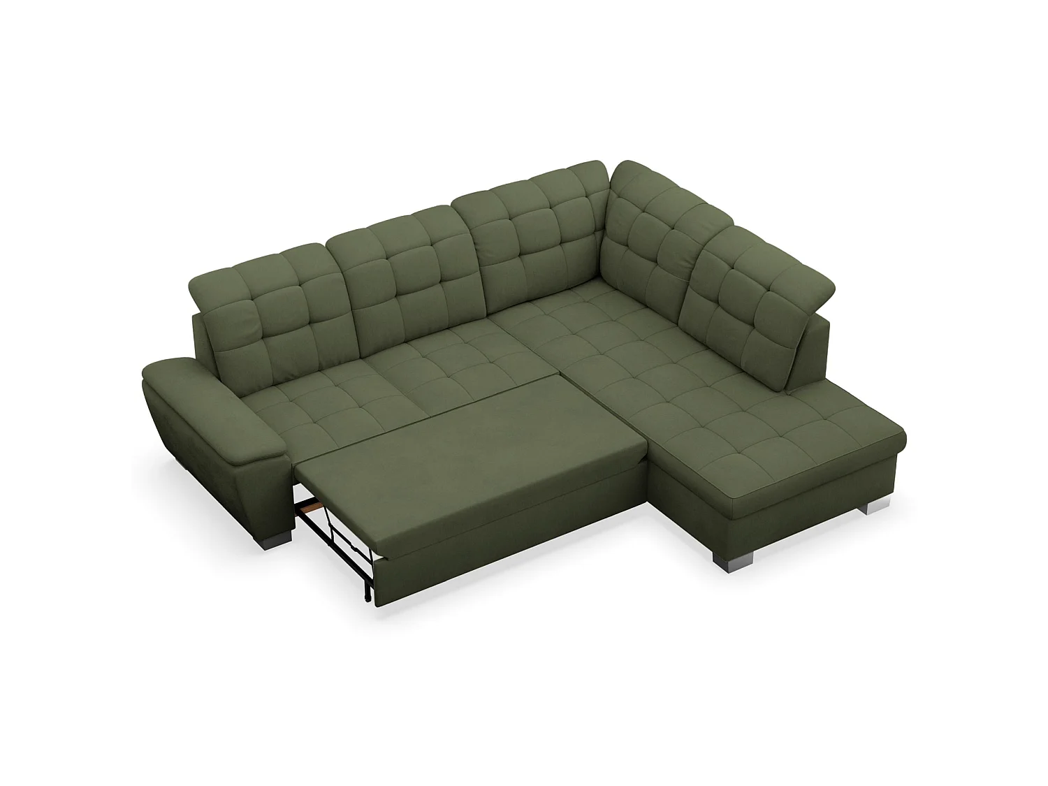 Ecksofa - Schlaffunktion und Stauraum - rechtsseitig - khaki - JAMAAL