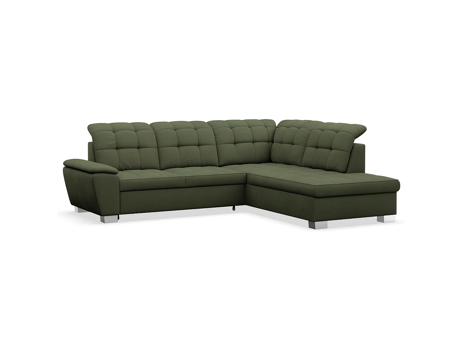 Ecksofa - Schlaffunktion und Stauraum - rechtsseitig - khaki - JAMAAL