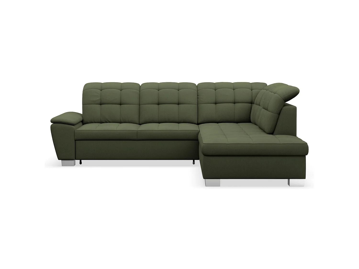 Ecksofa - Schlaffunktion und Stauraum - rechtsseitig - khaki - JAMAAL