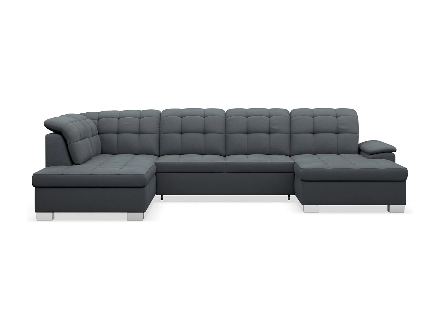 Canapé d'angle U convertible –gris foncé tressé– côté droit – JAMAAL