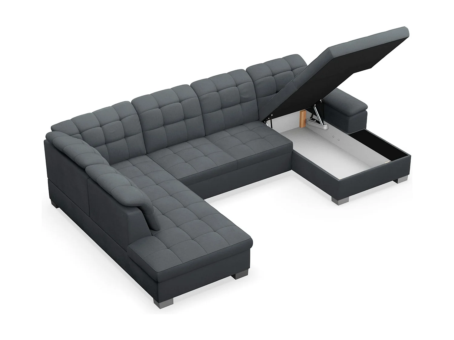 Canapé d'angle U convertible –gris foncé tressé– côté droit – JAMAAL