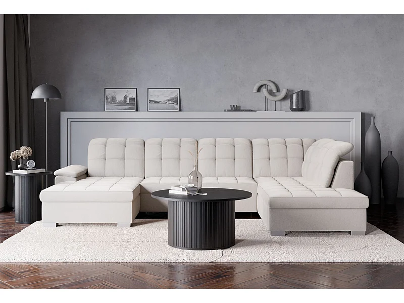 Wohnlandschaft - Schlaffunktion und Veloursbezug - links - taupe - JAMAAL