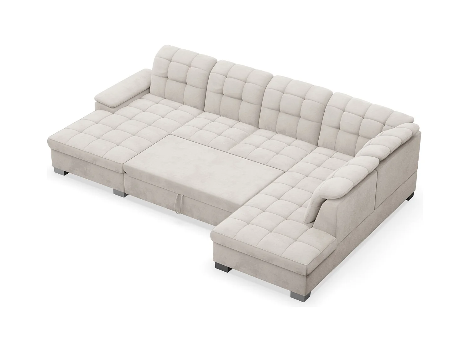 Canapé d'angle U convertible – grège– côté gauche – JAMAAL