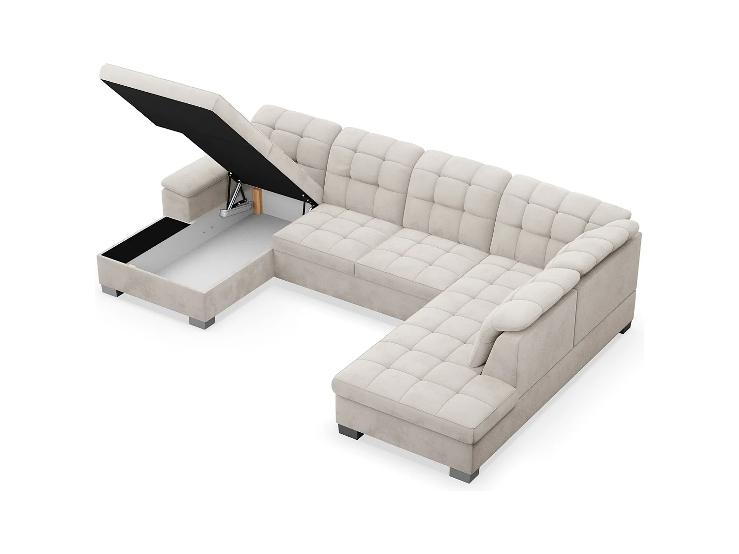 Canapé d'angle U convertible – grège– côté gauche – JAMAAL