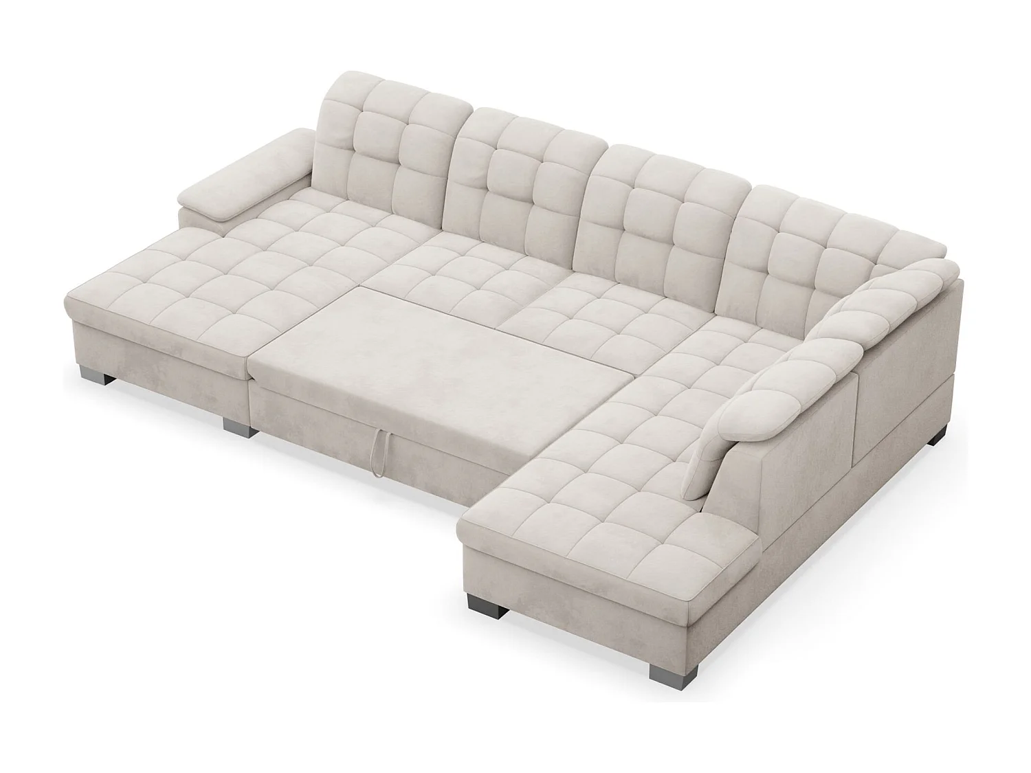 Wohnlandschaft - Schlaffunktion und Veloursbezug - links - taupe - JAMAAL