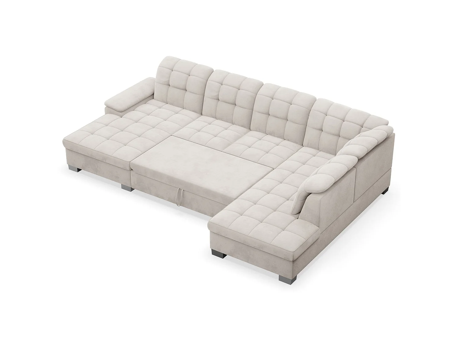 Canapé d'angle U convertible – grège– côté gauche – JAMAAL