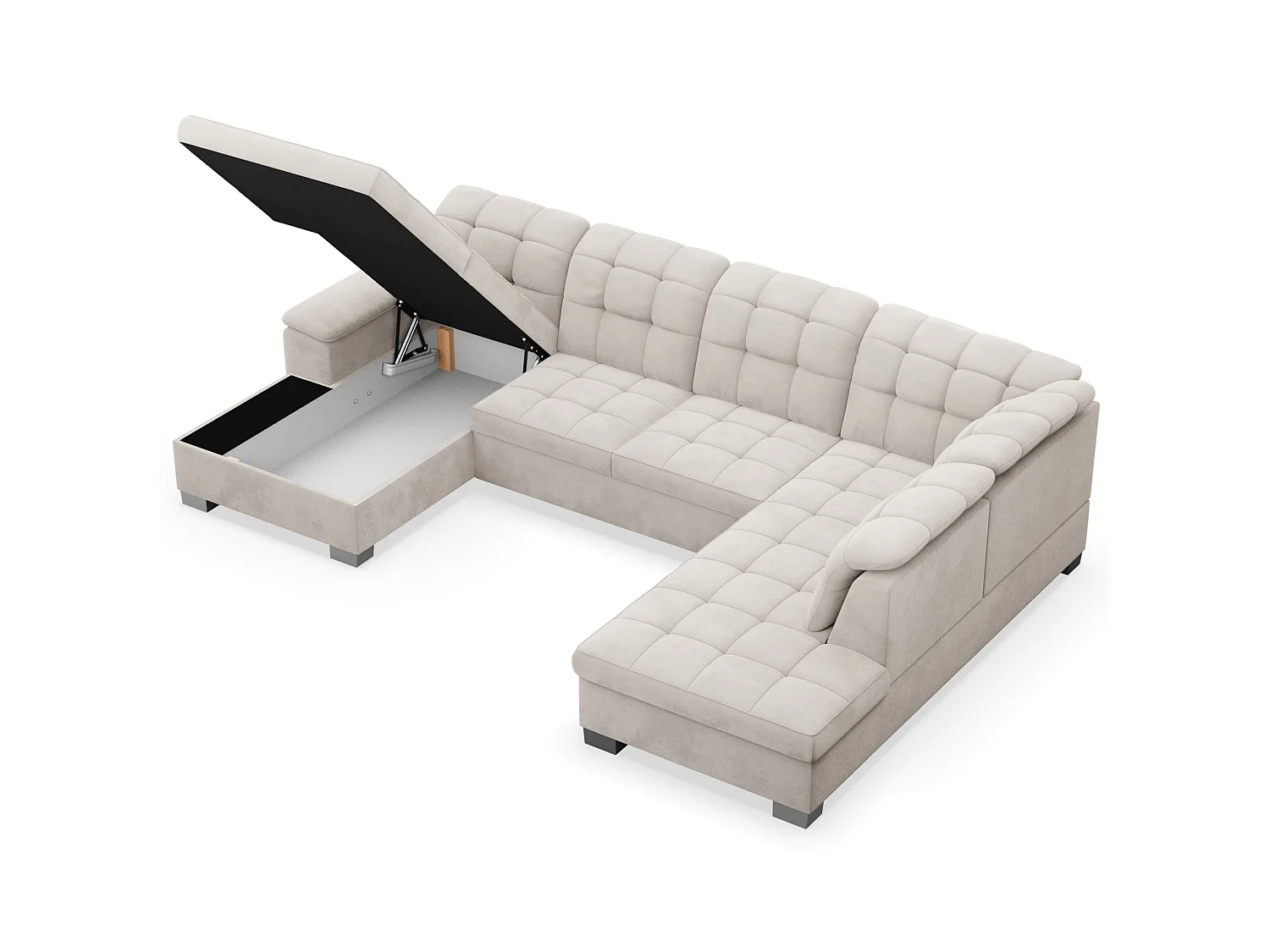 Canapé d'angle U convertible – grège– côté gauche – JAMAAL