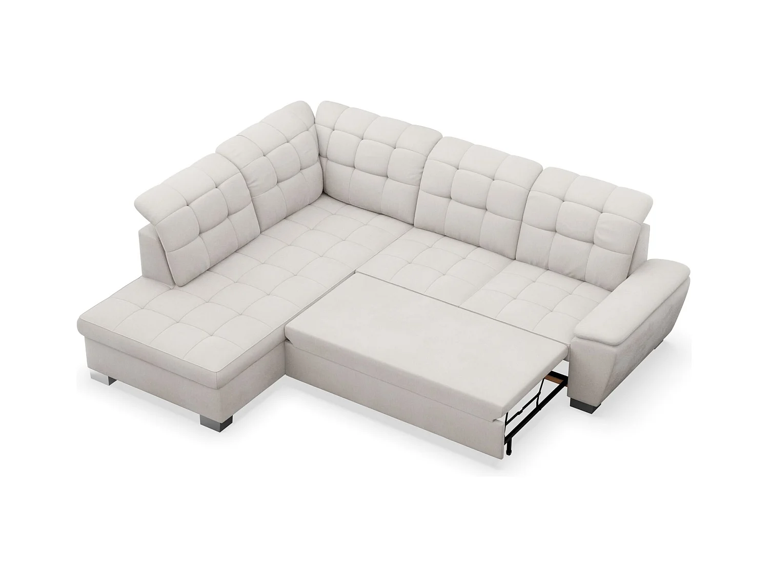 Canapé d'angle convertible L – crème – côté gauche – JAMAAL