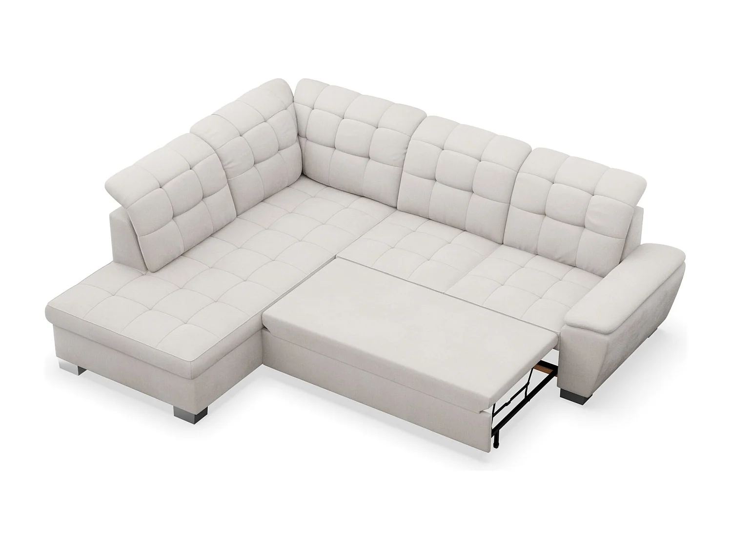 Ecksofa - Schlaffunktion und Stauraum - linksseitig - creme - JAMAAL