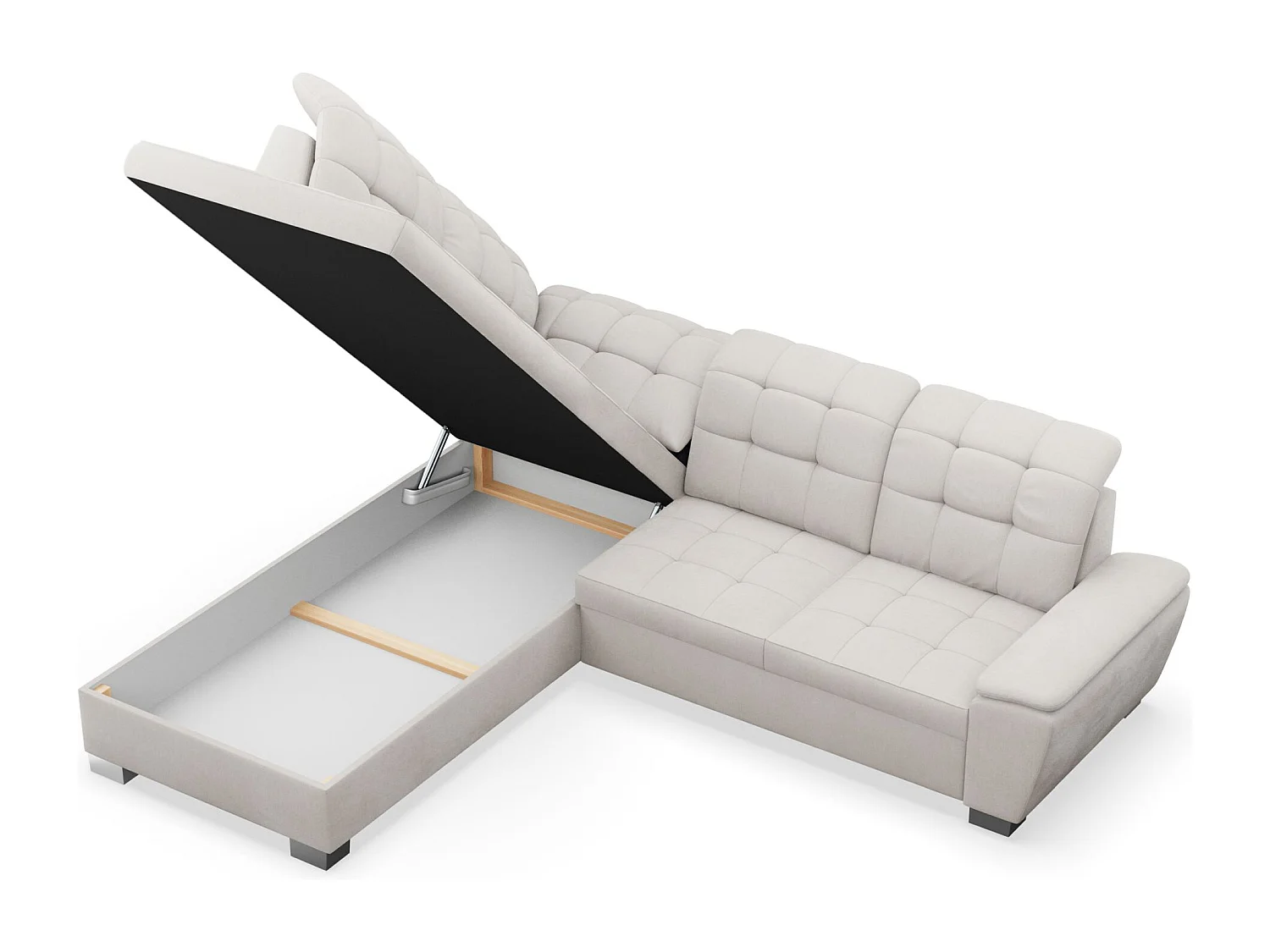 Ecksofa - Schlaffunktion und Stauraum - linksseitig - creme - JAMAAL