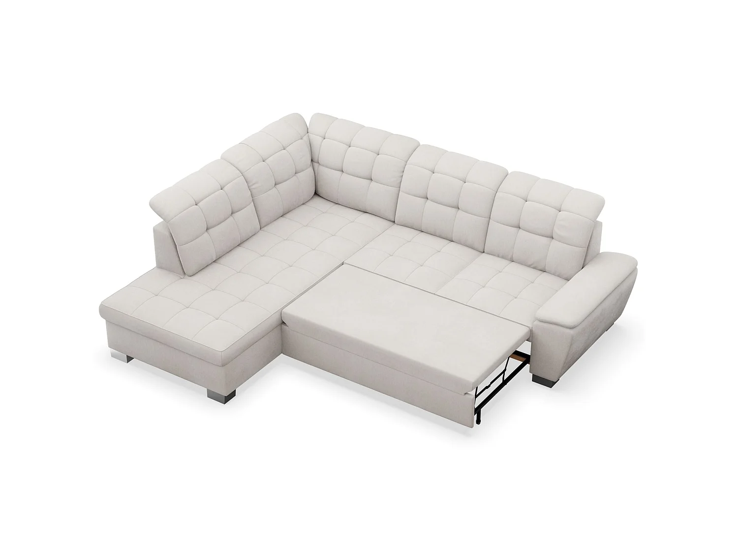Ecksofa - Schlaffunktion und Stauraum - linksseitig - creme - JAMAAL