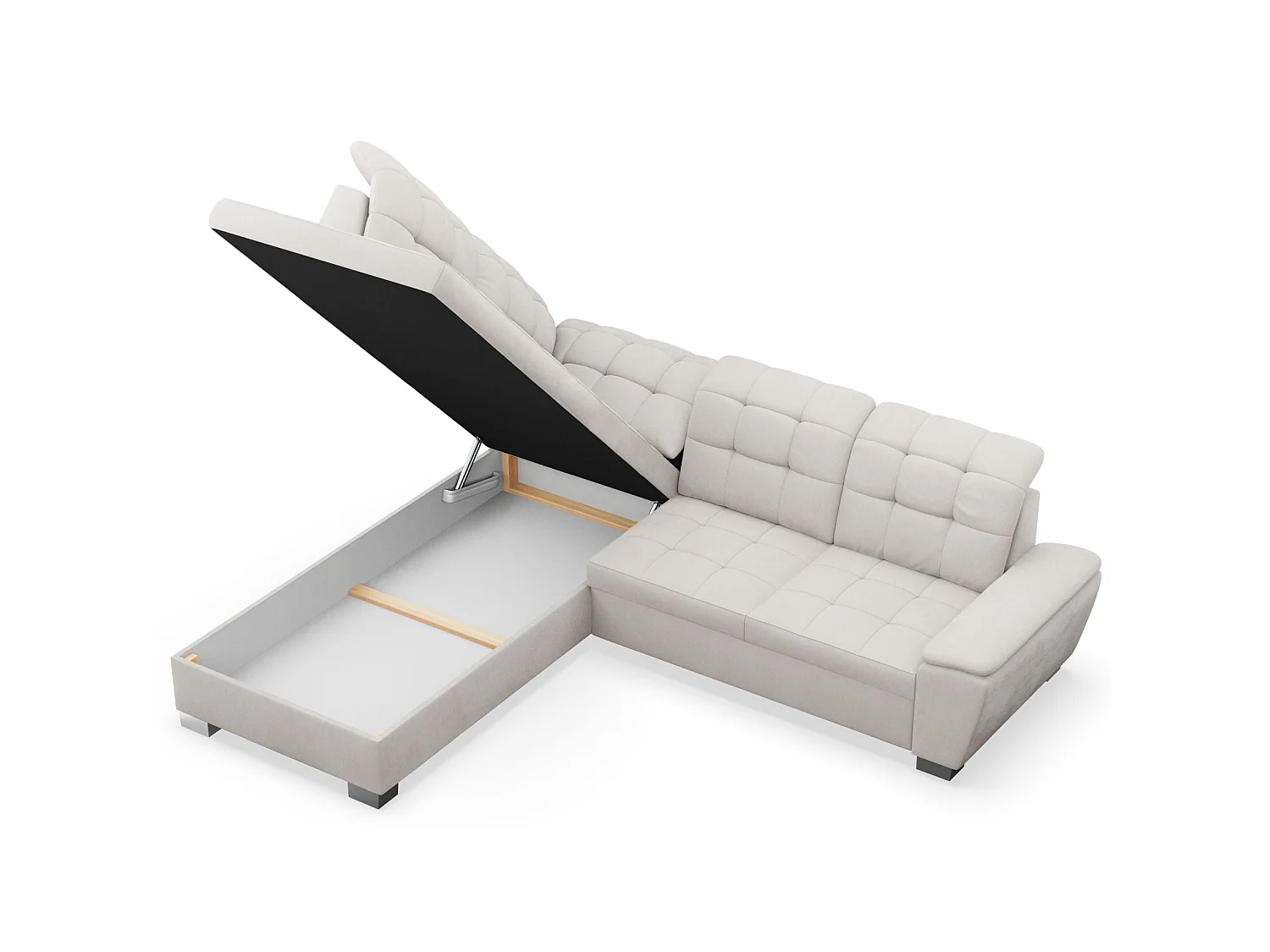 Ecksofa - Schlaffunktion und Stauraum - linksseitig - creme - JAMAAL