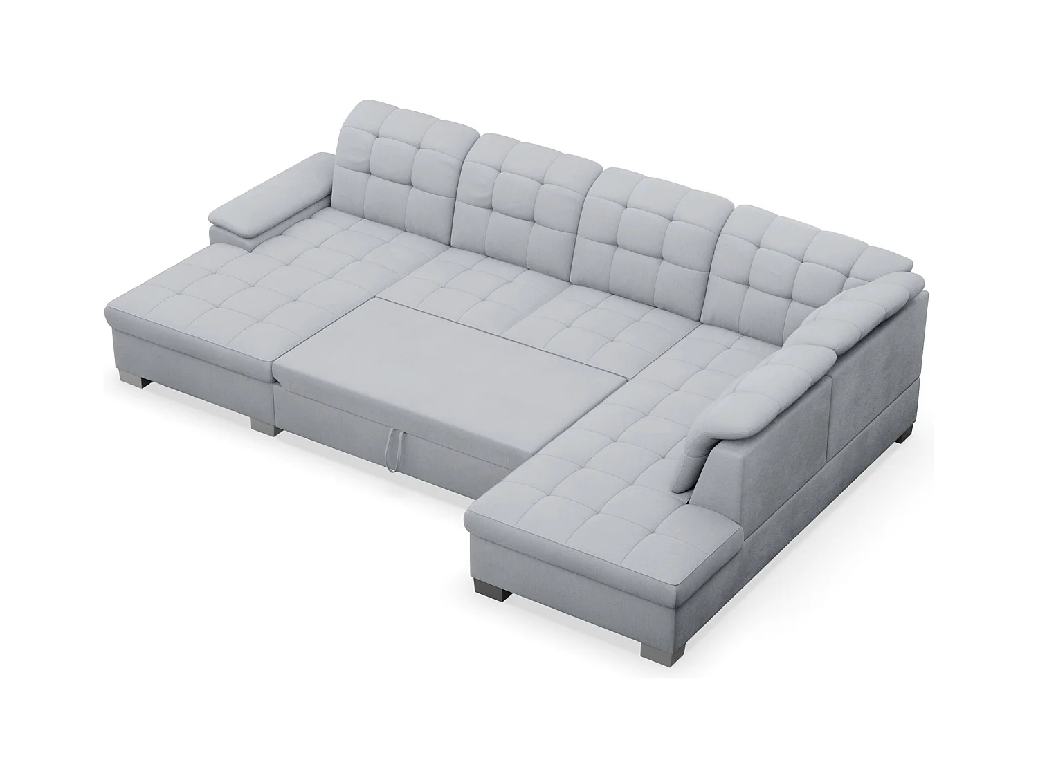 Canapé d'angle U convertible –gris clair tressé– côté gauche – JAMAAL