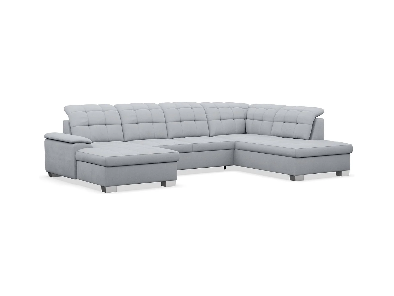 Canapé d'angle U convertible –gris clair tressé– côté gauche – JAMAAL