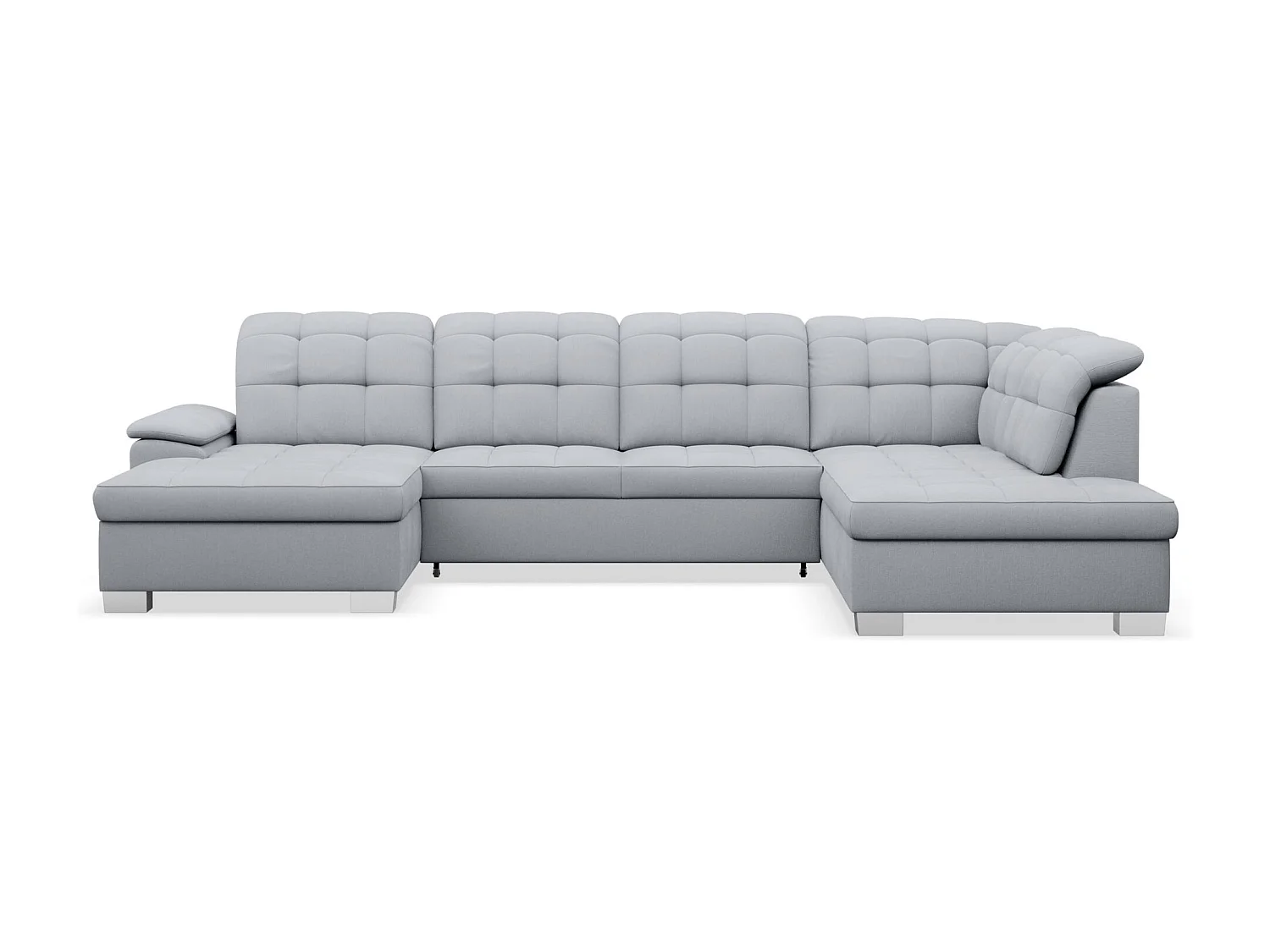 Canapé d'angle U convertible –gris clair tressé– côté gauche – JAMAAL