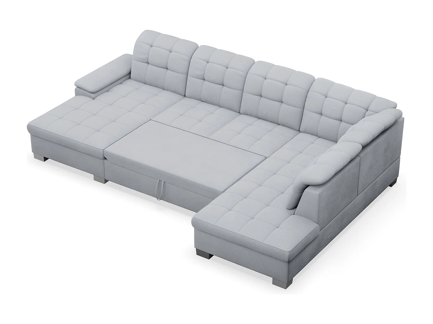Canapé d'angle U convertible –gris clair tressé– côté gauche – JAMAAL
