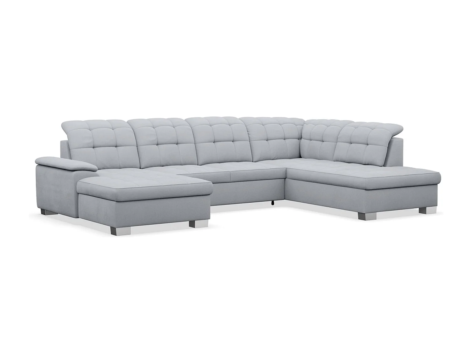 Canapé d'angle U convertible –gris clair tressé– côté gauche – JAMAAL