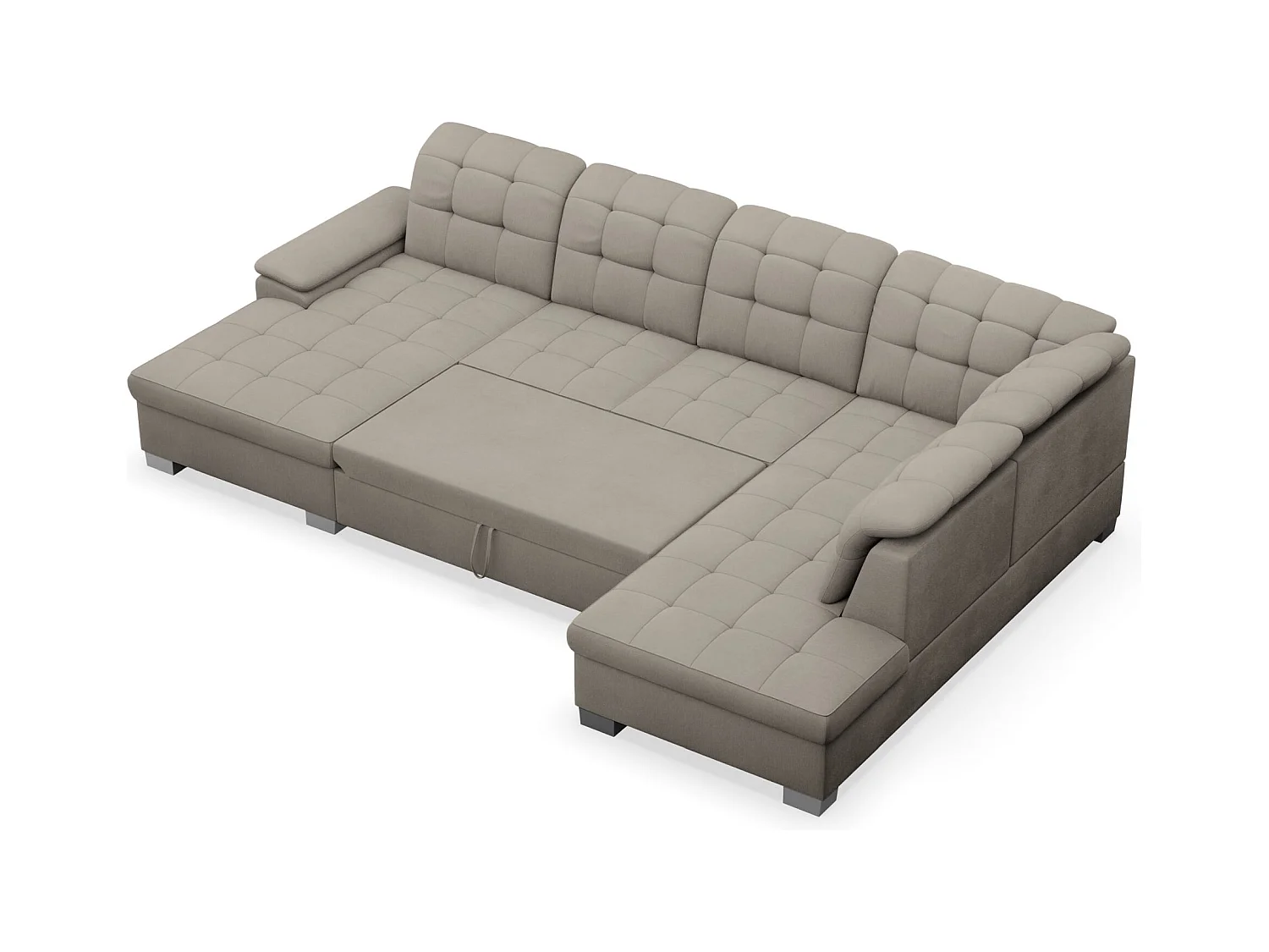 Canapé d'angle U convertible – grège tressé– côté gauche – JAMAAL