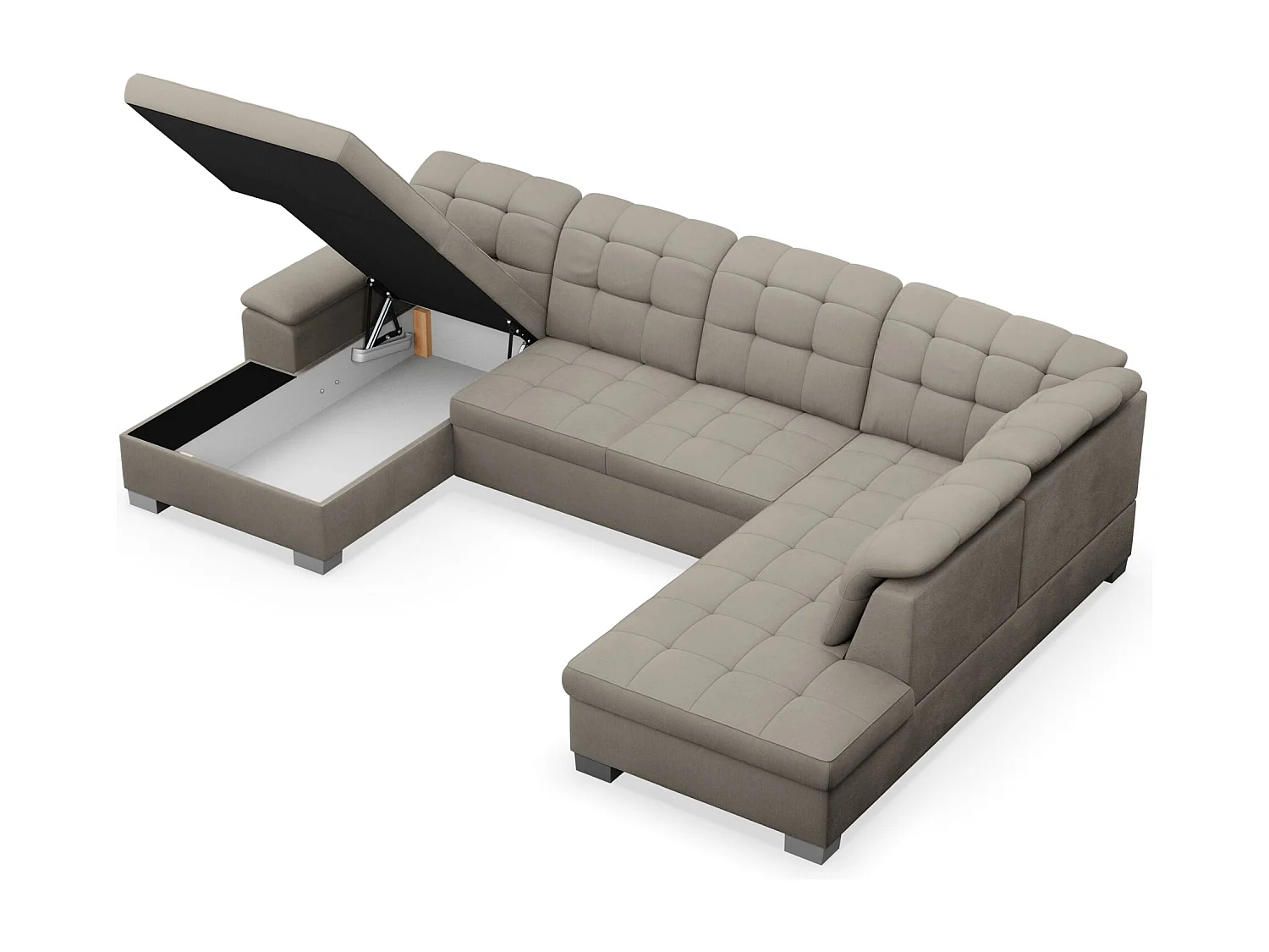 Canapé d'angle U convertible – grège tressé– côté gauche – JAMAAL