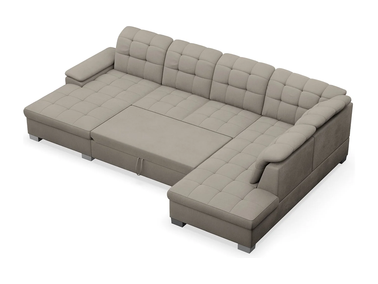 Canapé d'angle U convertible – grège tressé– côté gauche – JAMAAL