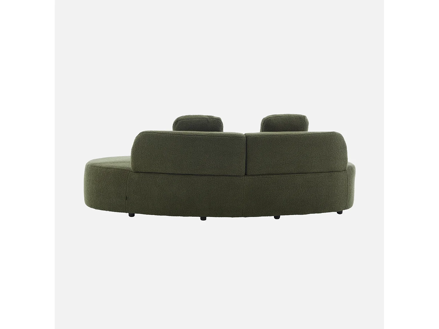 Divano virgola organico in bouclé, 3 posti, verde kaki