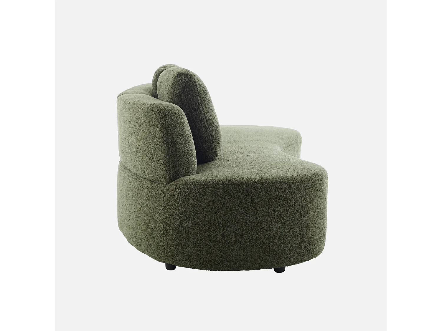 Divano virgola organico in bouclé, 3 posti, verde kaki