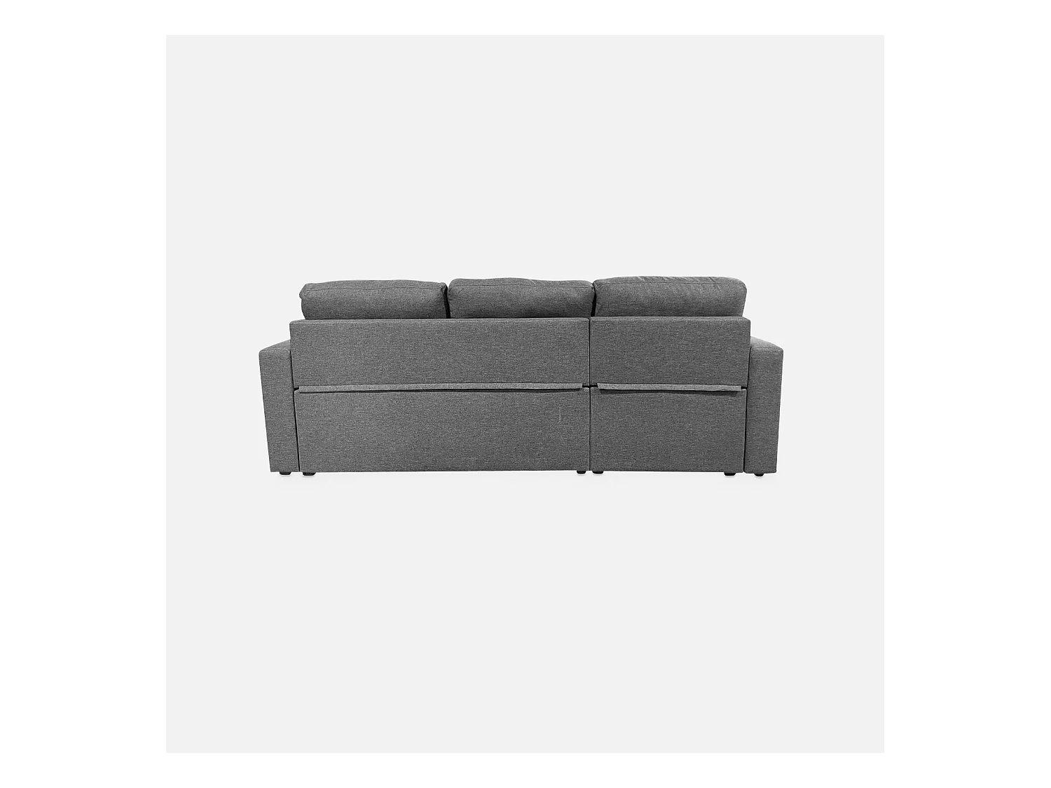 Canapé d'angle SMILE convertible réversible compact 3 places en tissu gris foncé. L 213.5 x P 136.5 x H 83cm. avec coffre de rangement