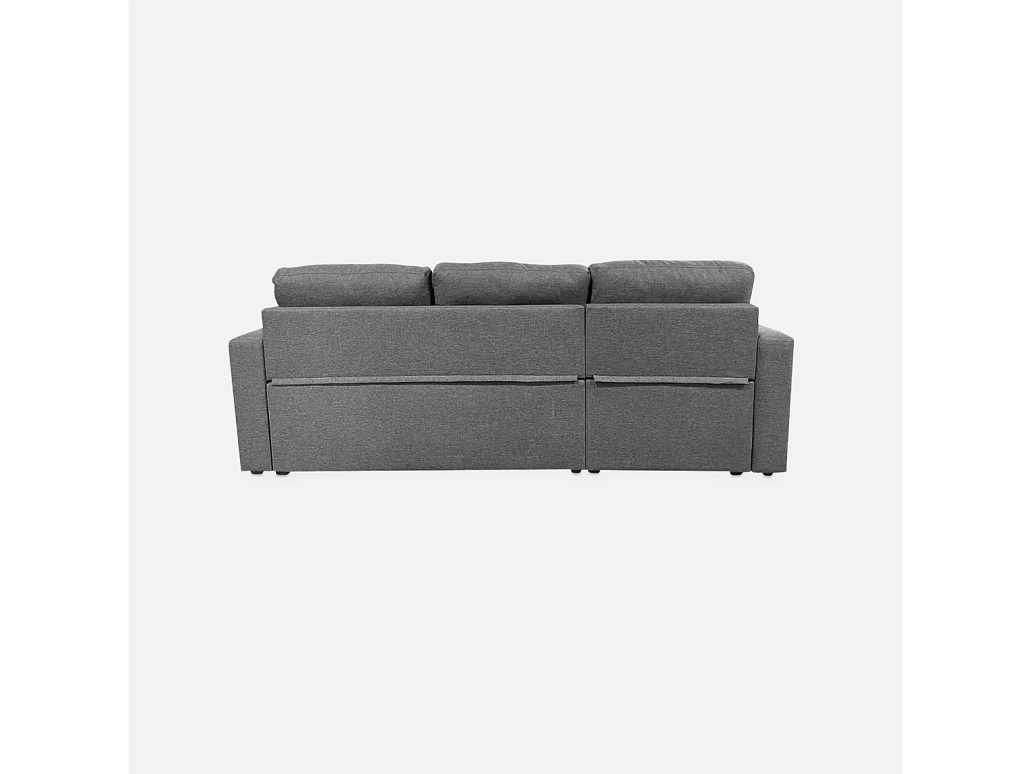 Canapé d'angle SMILE convertible réversible compact 3 places en tissu gris foncé. L 213.5 x P 136.5 x H 83cm. avec coffre de rangement