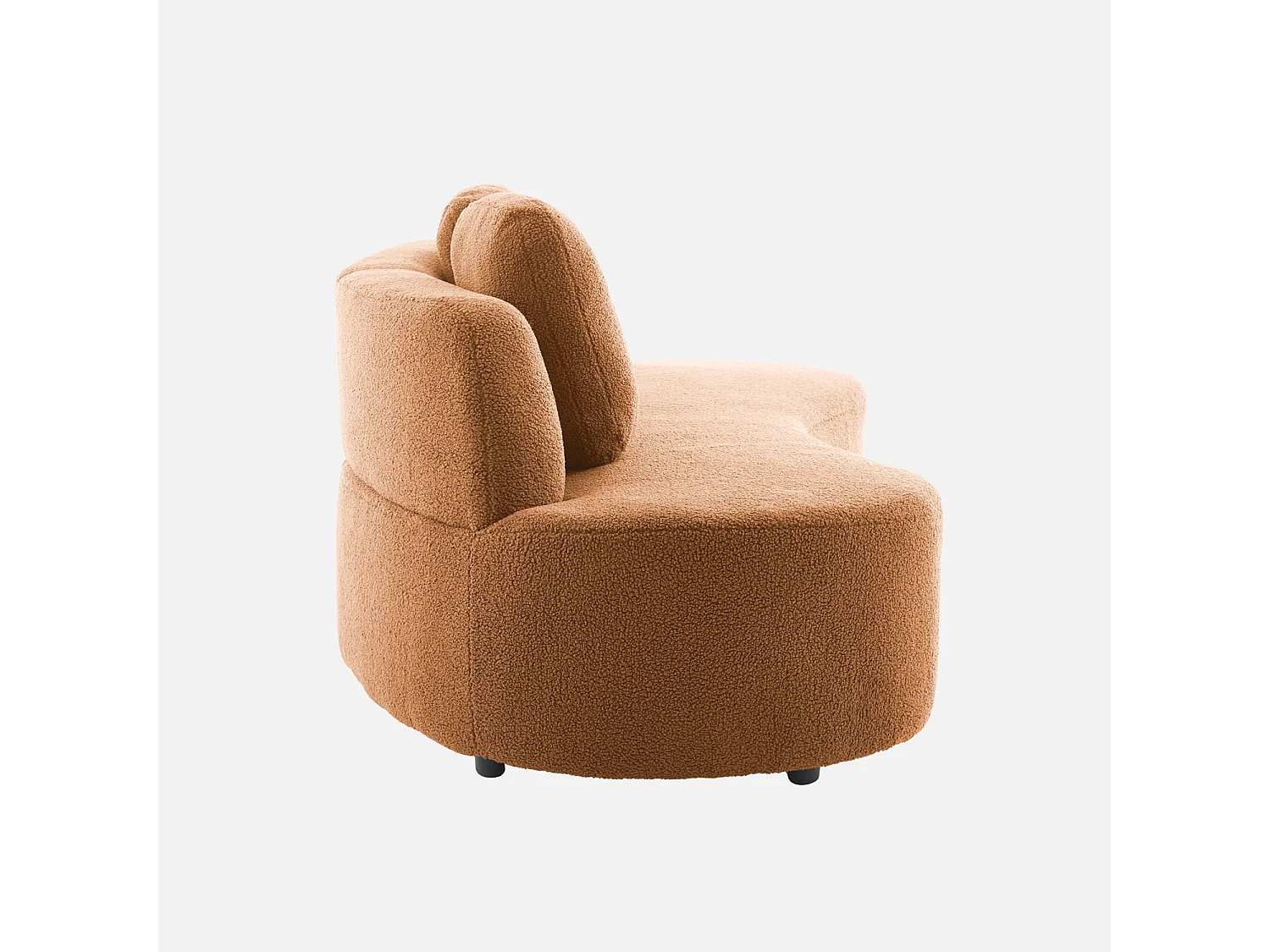 Canapé virgule 3 places en tissu bouclette camel forme organique - WAVE L 232 x P 97 x H 68cm