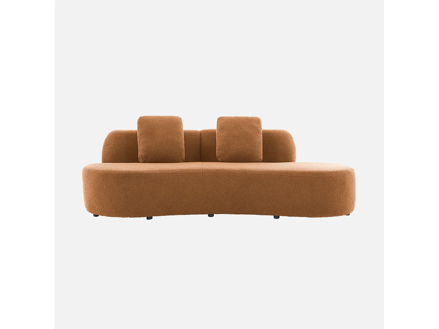 Canapé virgule 3 places en tissu bouclette camel forme organique - WAVE L 232 x P 97 x H 68cm