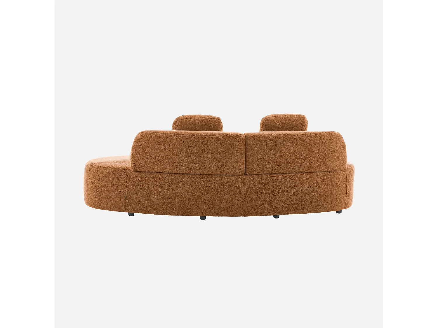 Canapé virgule 3 places en tissu bouclette camel forme organique - WAVE L 232 x P 97 x H 68cm