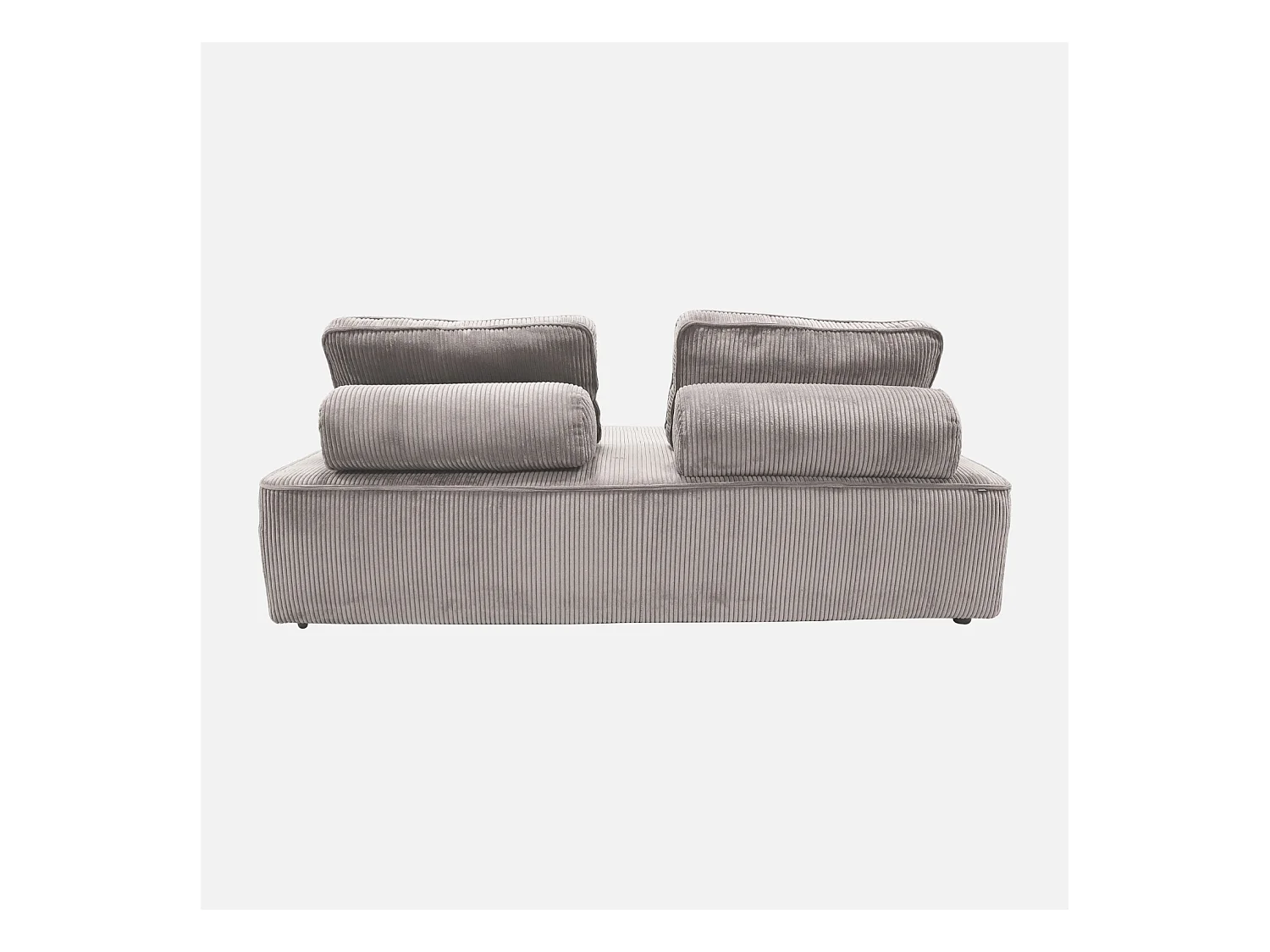 Sofá modular de pana, 2 plazas gris claro