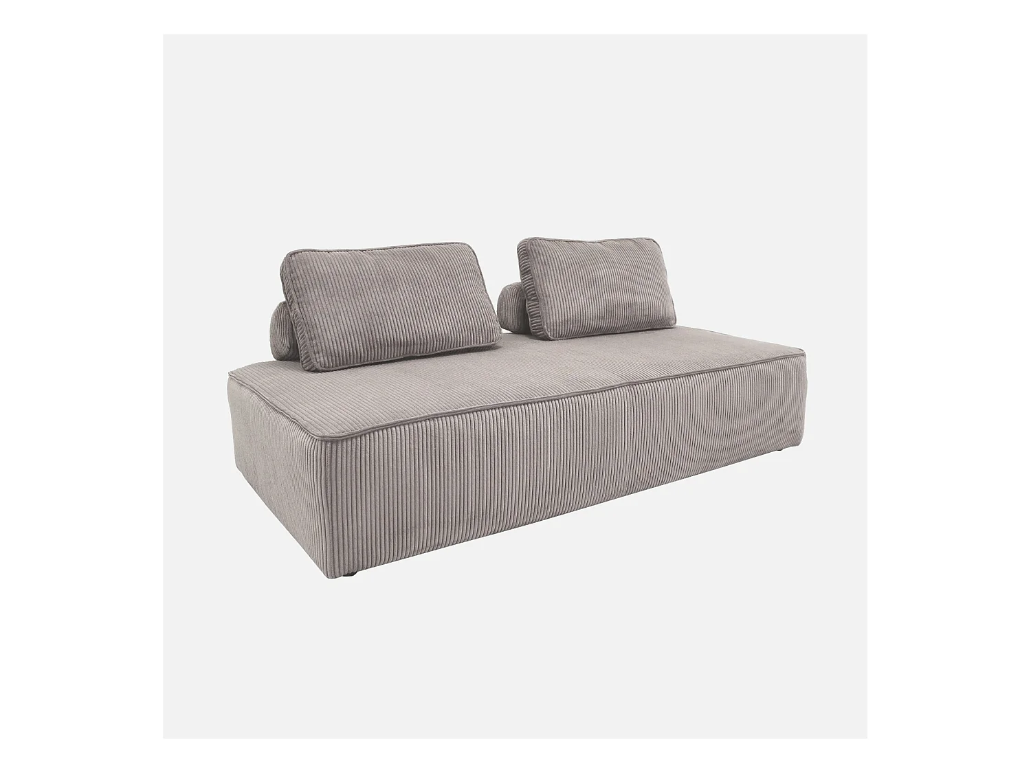 Chauffeuse 2 places pour canapé modulable velours côtelé gris clair
